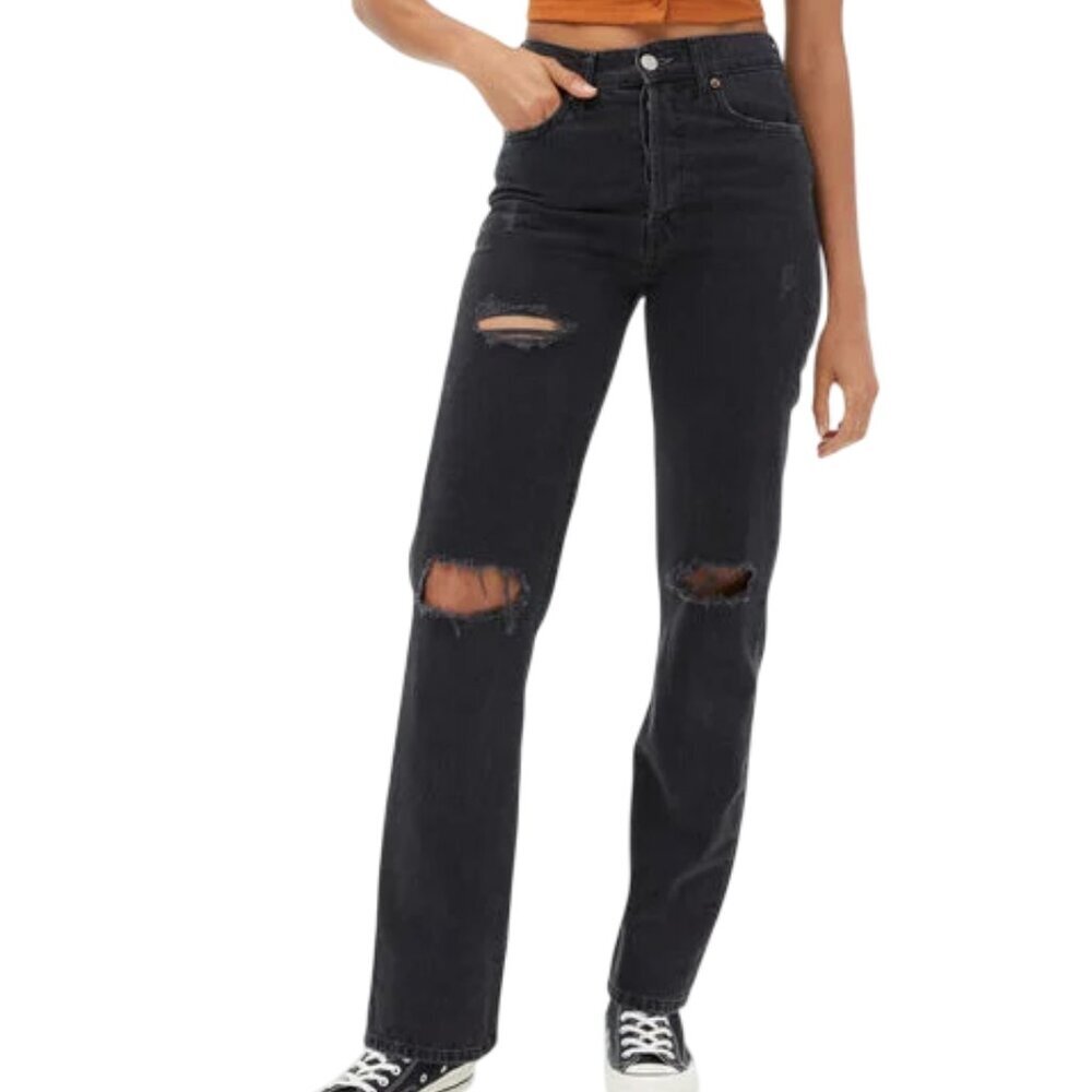 Aeropostale 90’s Baggy Non Stretch Denim Jeans in Dark Distressed Size 4R NWT